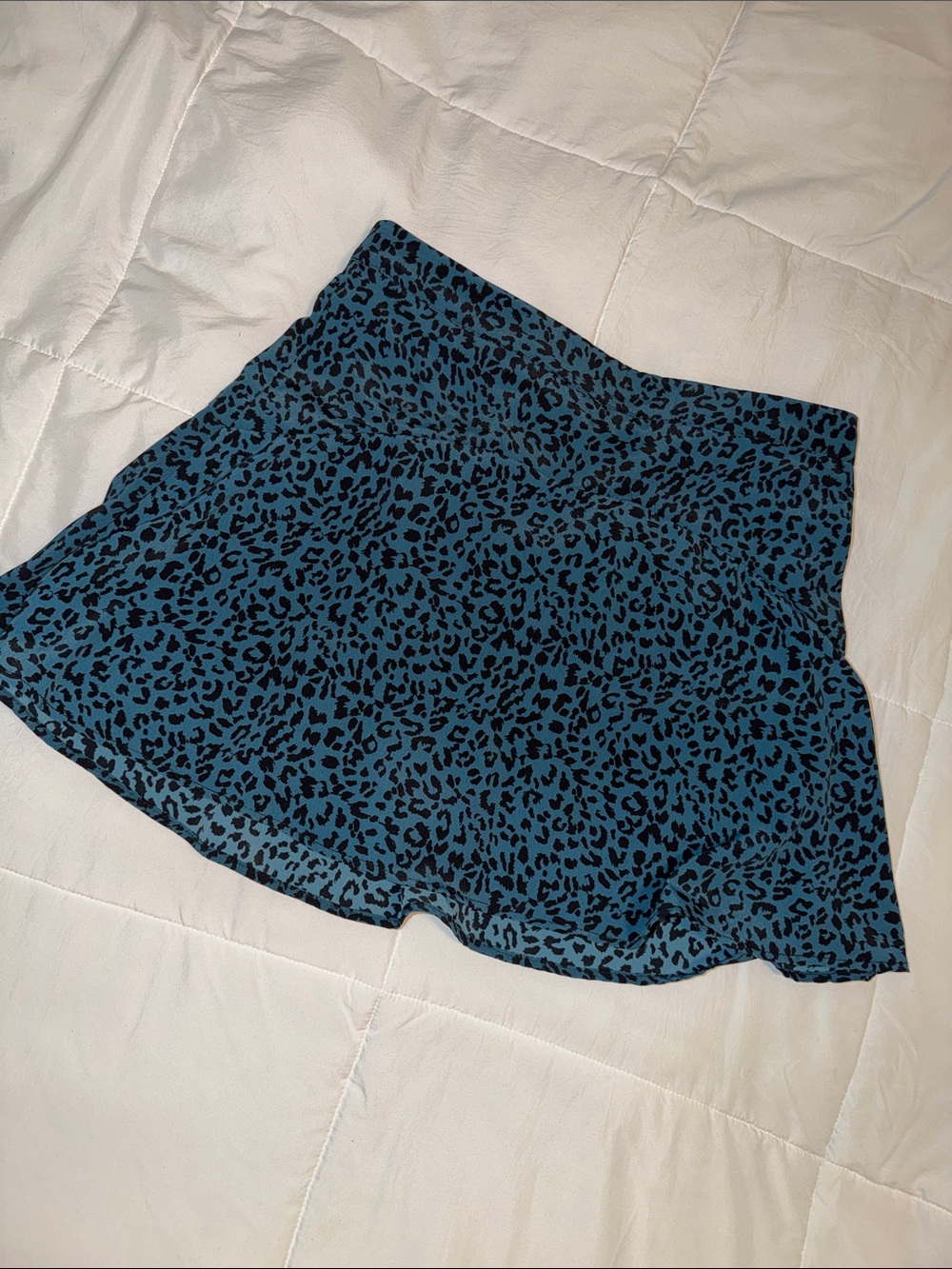 Altar'd State Blue Leopard Print Skater Skirt